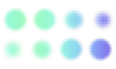 Halftone circular design elements set (gradient color)
