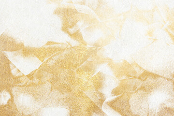 Japanese-style background featuring gold abstract patterns on white Japanese paper texture.