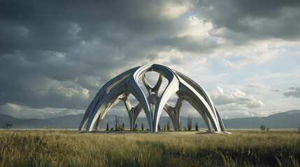 storm clouds over the field