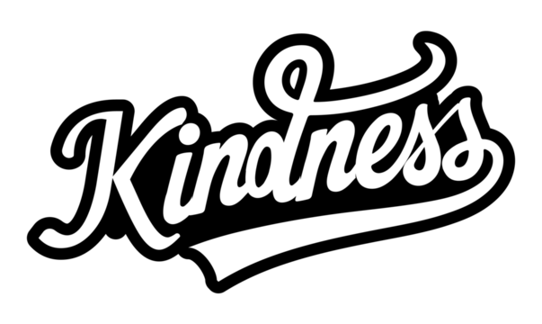 Kindness – Hand Lettering Typography T-Shirt Design Text white on black Background - Powered by Adobe