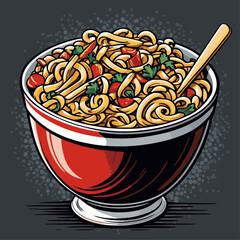 noodle food cartoon vector