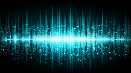 Fototapeta premium Abstract Sound Wave Across a Digital Field, representing audio analysis, communication flow and the technology behind music and voice data. 