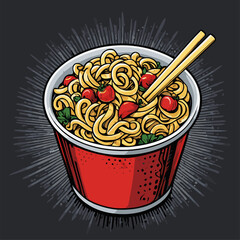 noodle food cartoon vector