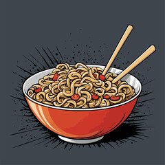 noodle food cartoon vector