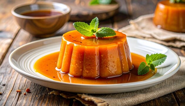 Sweet potato dessert (daigaku imo) with syrup, rustic feel, blank corner