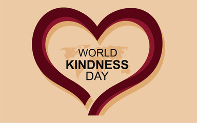 World Kindness Day 2025, World Kindness Day Typography with heart symbol and world map, November 13, Global Kindness Day, Kindness Awareness. great for posters, cards, banners and social media.