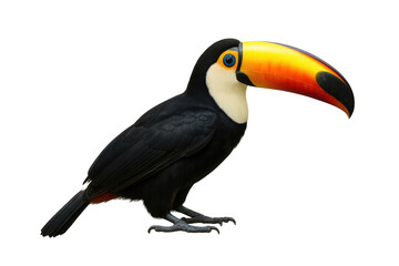Naklejka premium Toucan bird standing, showing colorful large beak, tropical wildlife animal on transparent background