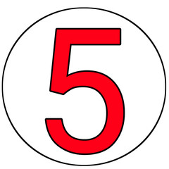 Bright Red Number 5 on Red Circle Background – Bold Colorful Typography Design, Simple Graphic Illustration for Education, Poster, or Digital Artwork