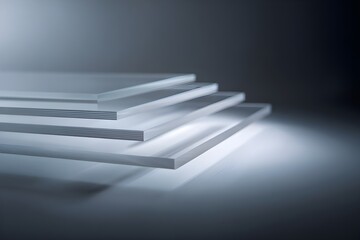 Obraz premium Layered Transparent Plastic Sheets Creating Depth And Shadow Acrylic Material Abstract Dimensional Art
