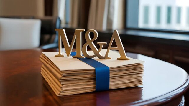 Image of M&A Letters on a stack of envelopes, the concept of mergers and acquisitions.