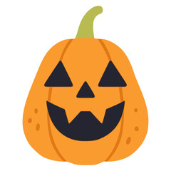 Orange pumpkin halloween decoration element flat color vector illustration template design