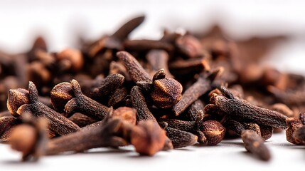 Obraz premium Dried aromatic spice buds pile showcased with shallow depth of field