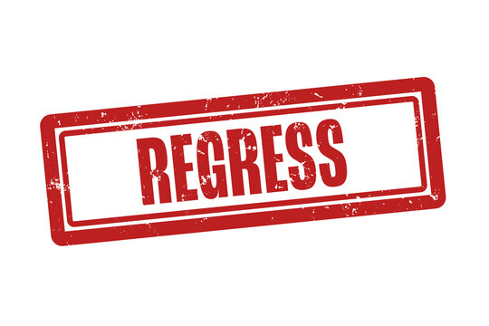 Regress (regress) - A red stamp, isolated on white background.