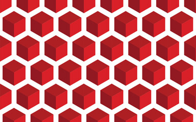 Abstract red hexagon pattern background in  technology style. Modern futuristic geometric shape web banner design. You can use for cover template, poster, flyer, print ad. Vector illustration.