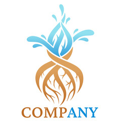 An abstract logo combining organic and fluid design elements