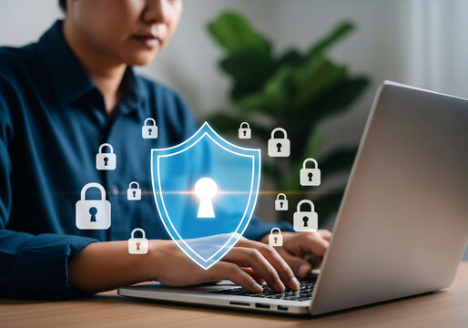 internet security and data protection concept, blockchain and cybersecurity