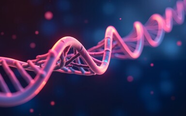 Abstract DNA Molecule Colorful Neon Lights Helix Spiral Wave Background. Medical Science Concept, Genetic Biotechnology, Chemistry Biology, DNA Gene. Science Education Event BG. Vector Illustration.