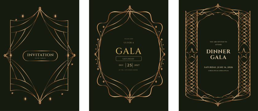 Gold Art Deco Event Invitation Templates 2027