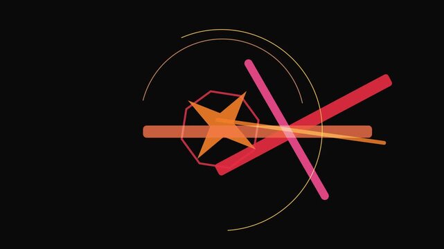 Abstract geometric composition with star and lines on a black background