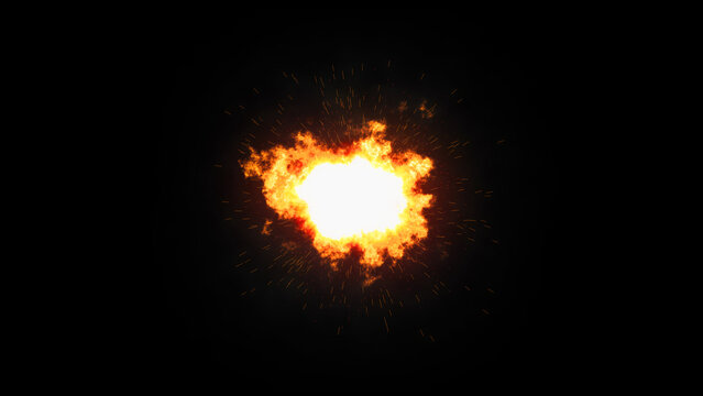 Fiery Muzzle Flash Black Background