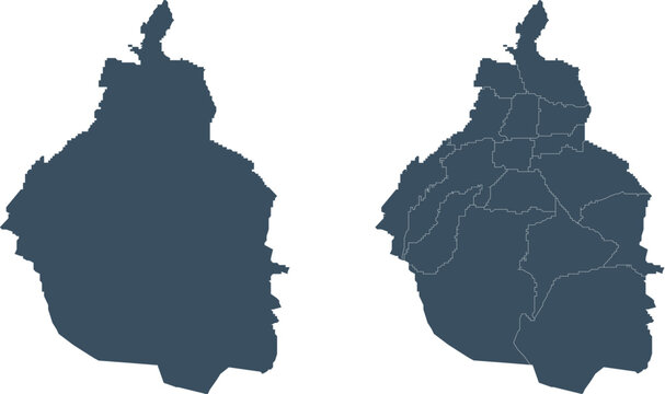 Mexico City Map Outline and Internal Divisions