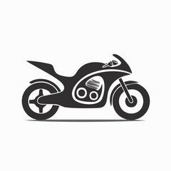 Fototapeta premium Stylized black vector silhouette of a motorcycle with clean geometric lines, smooth curves, white background, editable vector for modern logo design 