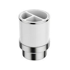 White and chrome bathroom organizer on black background isolated illustration on transparent background