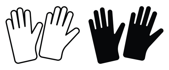 Pair of Gloves in Black and White Silhouette for Creative Designs