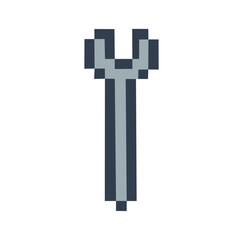 Cartoon Iron Wrench Pixel Art Simple Logo Design Icon Digital 
