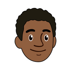 Cartoon Head Man Dark Skin Profile Simple Logo Design Icon Digital