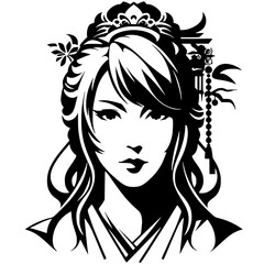 Japanese woman portrait silhouette