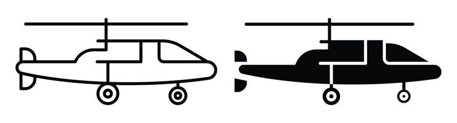 Vector Illustration of Helicopter in Black and White Style for Design Use