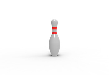 bowling pin front view with shadow 3d render