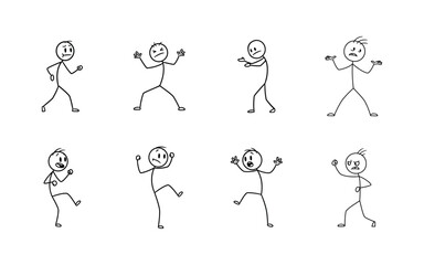 Fototapeta premium Stick Figures Representing Various Emotions and Actions in a Simple Drawing