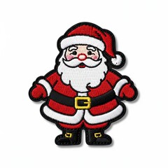 Embroidered Santa Claus Patch with Red Suit and White Beard - Cheerful Christmas Character for Festive Apparel and Crafts