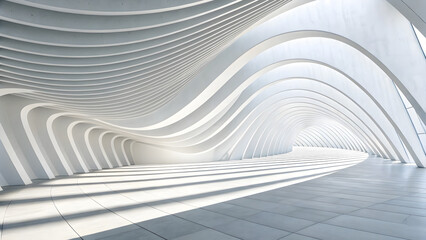 Naklejka premium Minimal white futuristic architectural background