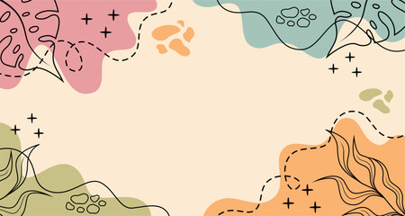 abstract flat background art with line floral illustration