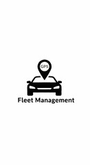 Fleet Management Icon with Car and GPS Pin Symbol.