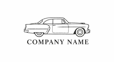 Classic American Car Line Art Logo Design for Automotive Business.
