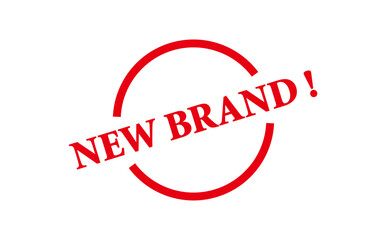 NEW BRAND ! - NEW BRAND ! text written on Red Rubber Stamp 
