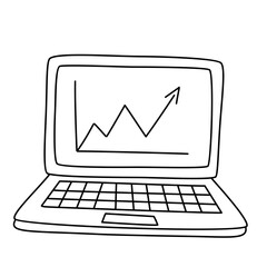 Laptop with Rising Chart Screen Doodle