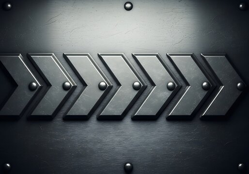 Metal chevron arrow pattern on textured surface