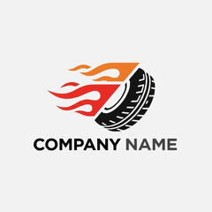 Fiery Tire Logo - A Dynamic Symbol of Speed and Automotive Excellence.
