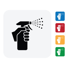 Essential cleaning spray bottle icon for home hygiene and disinfecting with a modern color palette, perfect for sanitation and health awareness campaigns