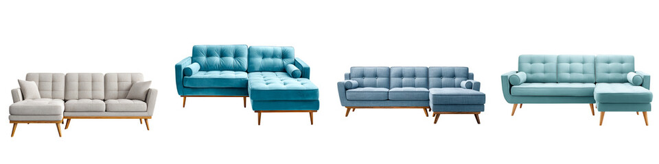 Naklejka premium Modern Sectional Sofa Set on White Background for Interior Design
