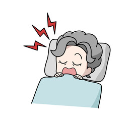 いびきをかいて寝ている高齢女性のイラスト