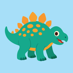 Cute Stegosaurus vector icon. Isolated flat cartoon illustration of a green smiling herbivore dinosaur for kids