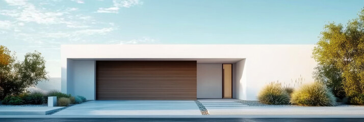 Minimal architecture is depicted contemporary white house