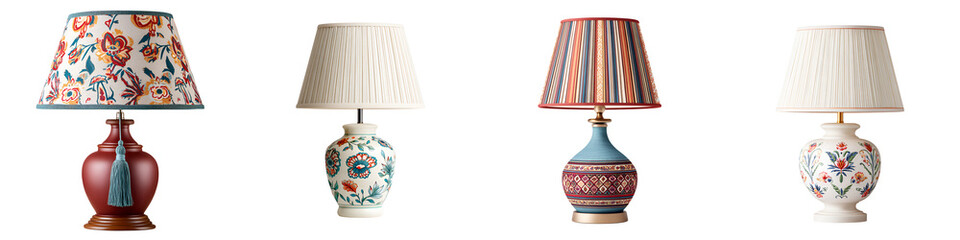 Vintage Table Lamps Collection with Fabric Shades