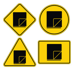 Warning Signs Featuring Black Rectangles with Yellow Backgrounds